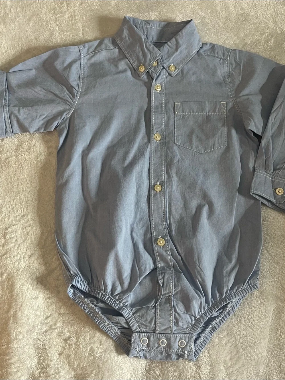 Carter's Light Blue Button-Front Baby Oxford Onesie Bodysuit Shirt Sz 24M